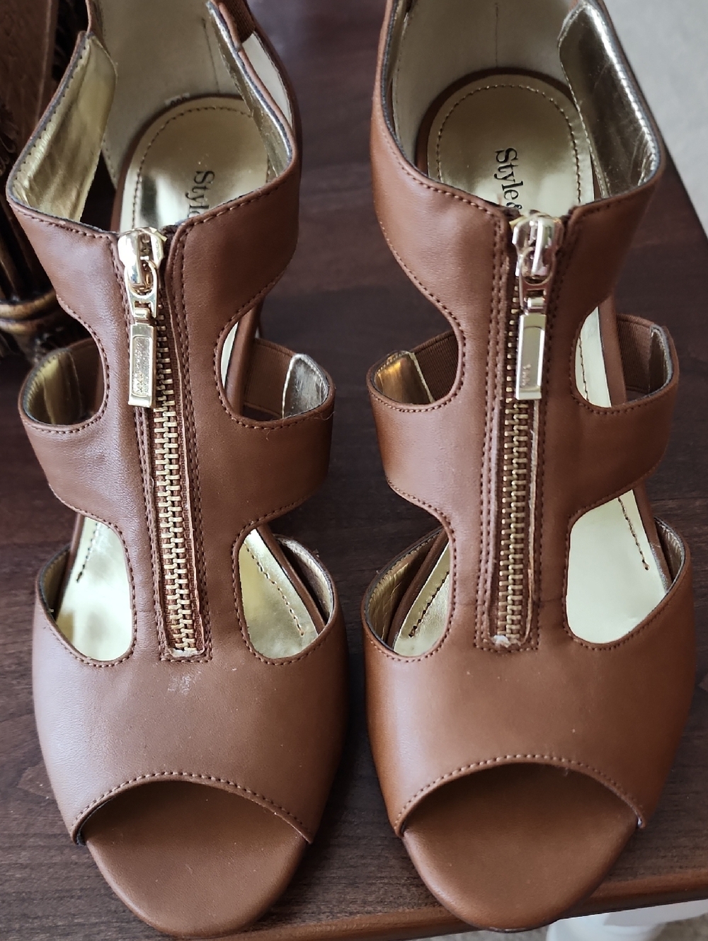 Style & co. Brown Zip Front Women's Heels